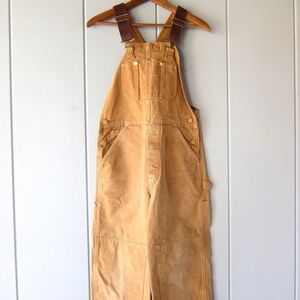 Women’s large duck overalls in camel color by Madepants